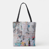 Exposed weathered brick wall with torn street post tote bag (Achterkant)