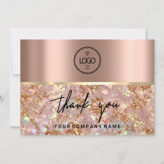 Express Dankbaarheid met Elegantie: Roos Goud Marm Kaart (Voorkant)