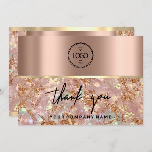 Express Dankbaarheid met Elegantie: Roos Goud Marm Kaart (Voorkant / Achterkant)