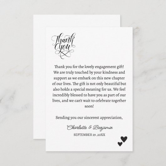 Express Dankbaarheid met minimalistisch Verloving Bedankkaart (Voorkant / Achterkant)