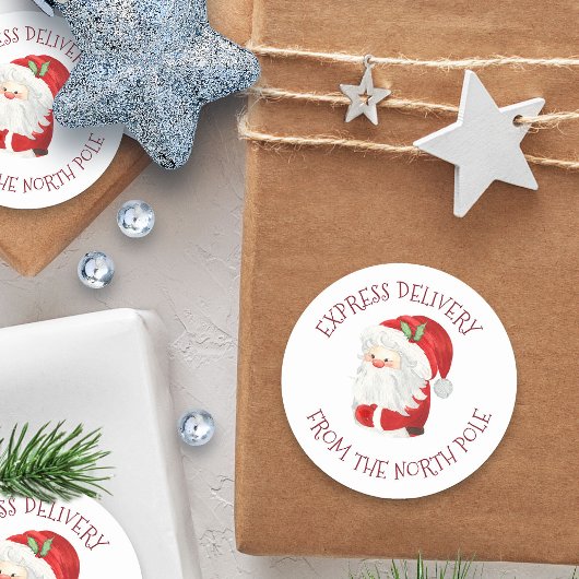 Express Delivery from the North Pole Santa Claus Ronde Sticker