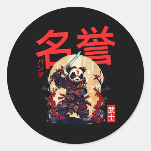 Express Ga Liefde Met Samurai Panda Ronde Sticker (Voorkant)