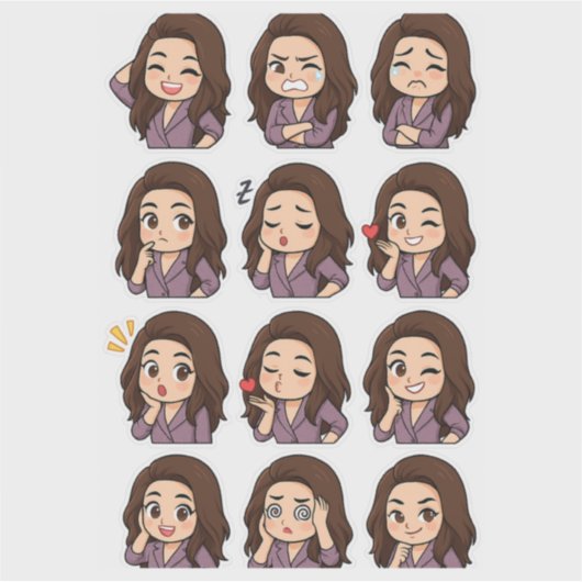 Express It All: Cute Chibi Girl Pack Sticker (Voorkant)