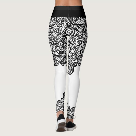 Express jezelf zwart & wit kanten bruidsjurk leggings (Achterkant)