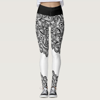 Express jezelf zwart & wit kanten bruidsjurk leggings