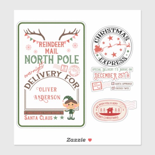 Express levering Noordpool Santa Mail geschenken w Sticker (Vel)