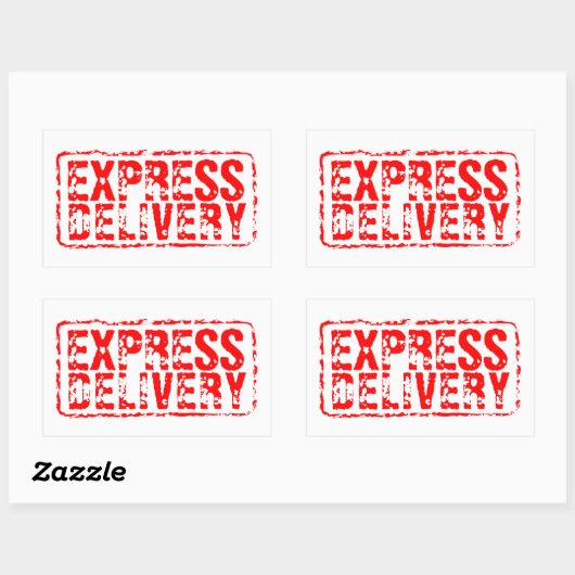 Express Levering rood rubber stempel stickers (Vel)