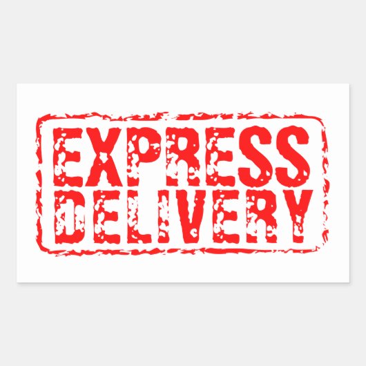 Express Levering  rood rubber stempel stickers (Voorkant)