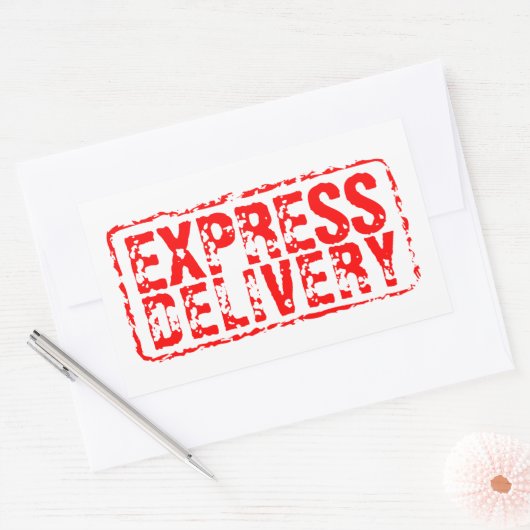Express Levering  rood rubber stempel stickers (Envelop)