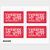 Express Levering  rood rubberen stempel sticker (Vel)