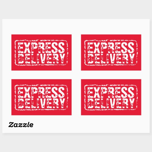 Express Levering  rood rubberen stempel sticker (Vel)