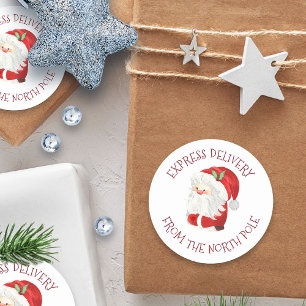 Express Levering van de Noordpool Kerstman Ronde Sticker