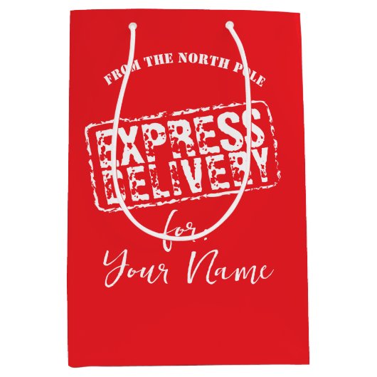 Express levering van North Pole aangepaste kerst Medium Cadeauzakje (Voorkant)
