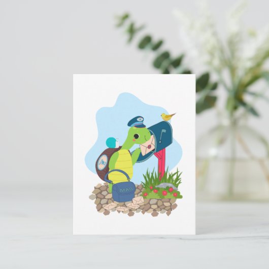 Express Snail Mail van Turtle Briefkaart (Staand voorkant)