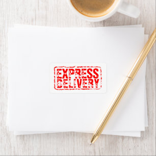 Expresse verzending rode rubber stempel adreslabel etiket