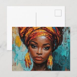Expressief Afrikaans geïnspireerd portret Briefkaart