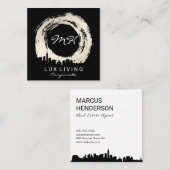 Expressief geborsteld en Cityscape Vierkante Visitekaartje (Voorkant / Achterkant)