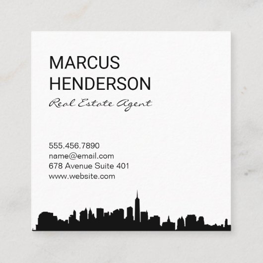 Expressief geborsteld en Cityscape Vierkante Visitekaartje (Achterkant)