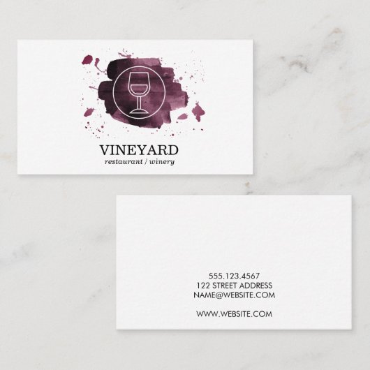 Expressief geborsteld wijnglas pictogram Lijn Kuns Visitekaartje (Voorkant / Achterkant)