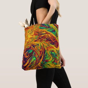 Expressief levendig kleurenpatroon tote bag