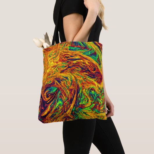 Expressief levendig kleurenpatroon tote bag (Dichtbij)