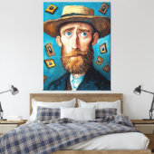 Expressief Man met baarden in Van Gogh-stijl Canvas Afdruk (Insitu (Slaapkamer))