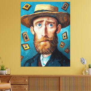Expressief Man met baarden in Van Gogh-stijl Canvas Afdruk