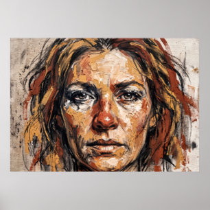 Expressief Vrouwenportret Kunstposter Poster