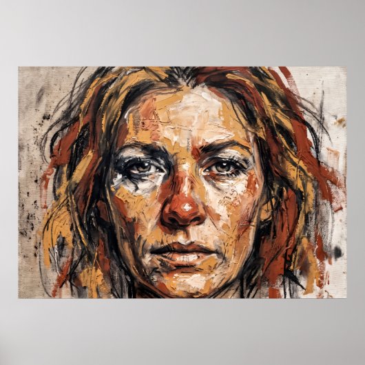 Expressief Vrouwenportret Kunstposter Poster (Voorkant)
