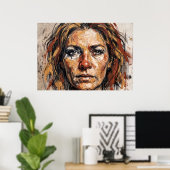 Expressief Vrouwenportret Kunstposter Poster (Thuiskantoor)