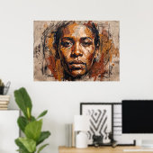 Expressief Zwart Vrouwen Portret Poster (Thuiskantoor)