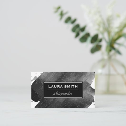 Expressief Zwart Wit Visitekaartje (Staand voorkant)