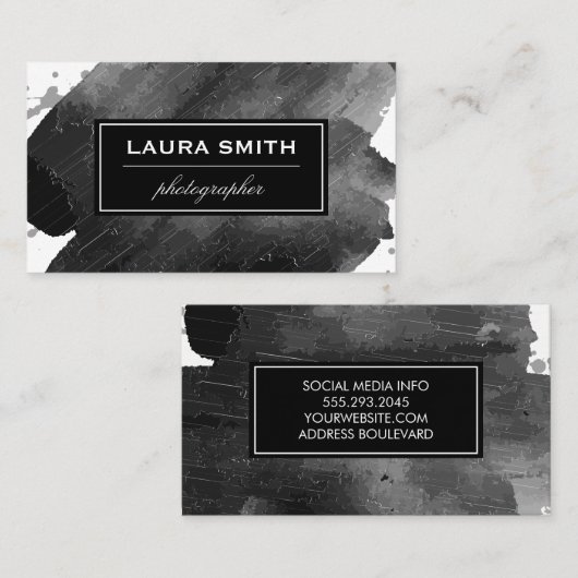 Expressief zwart wit visitekaartje (Voorkant / Achterkant)