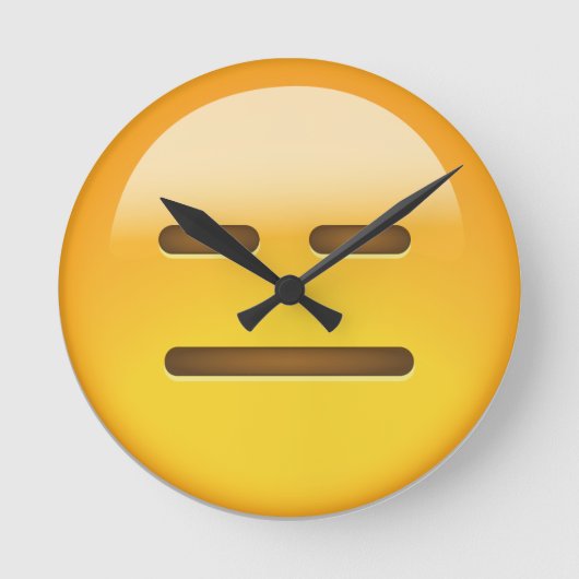 Expressieloze kant Emoji Ronde Klok (Voorkant)