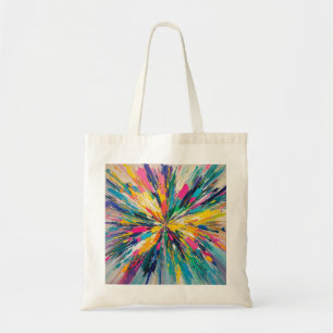 Expressieve abstracte kleurrijke muurkunst poster tote bag