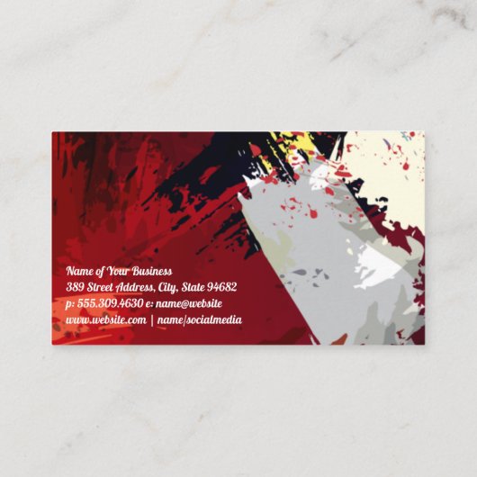 Expressieve artistieke verflagen visitekaartje (Achterkant)