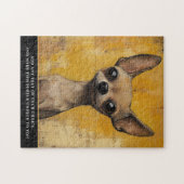 Expressieve Chihuahua-kunst Gele Textuur Huisdier Legpuzzel (Horizontaal)