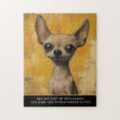 Expressieve Chihuahua-kunst Gele Textuur Huisdier Legpuzzel (Verticaal)