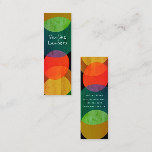 Expressieve cirkelvormen mini visitekaartje (Voorkant / Achterkant)