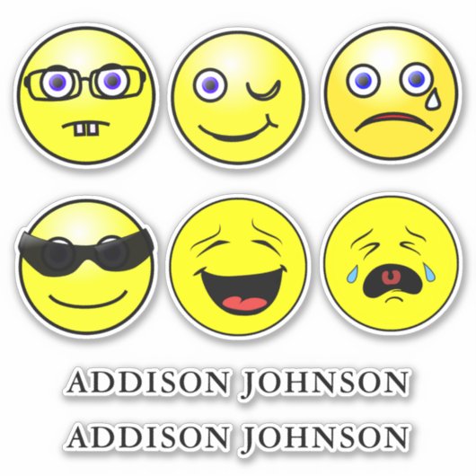 Expressieve Emoji Gezicht 6 Collectie Aangepaste N Sticker (Voorkant)