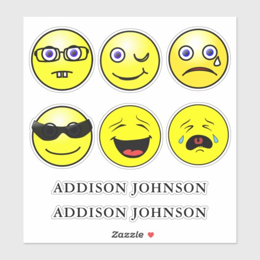 Expressieve Emoji Gezicht 6 Collectie Aangepaste N Sticker (Vel)