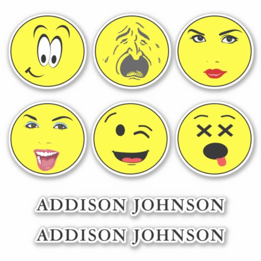 Expressieve Emoji Gezichten Grappig 6 Gezichten Vo Sticker (Voorkant)
