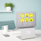 Expressieve Emoji Gezichten Grappig 6 Gezichten Vo Sticker (Laptop op bureau)