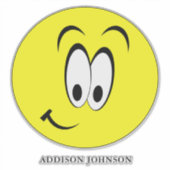 Expressieve Emoji Glimlachend Geel Gezicht Voeg Na Sticker (Voorkant)