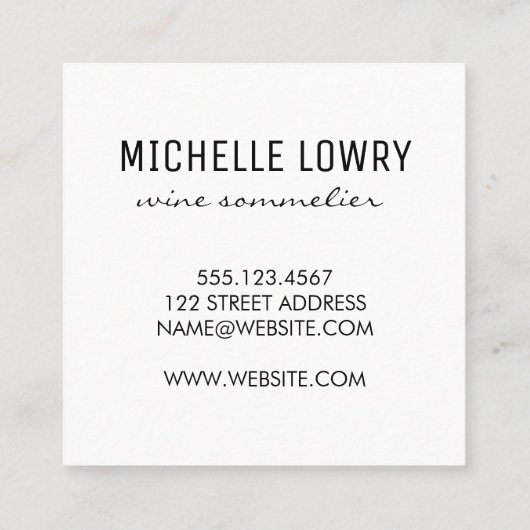 Expressieve Geborstelde Textuur Vino Wijn Vierkante Visitekaartje (Achterkant)