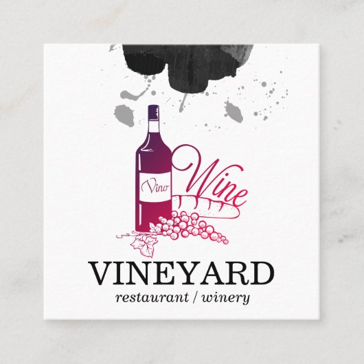 Expressieve Geborstelde Textuur Vino Wijn Vierkante Visitekaartje (Voorkant)