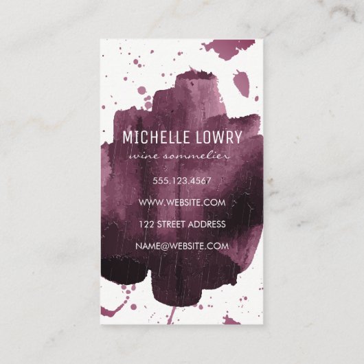 Expressieve geborstelde textuur / wijnfles en glas visitekaartje (Achterkant)