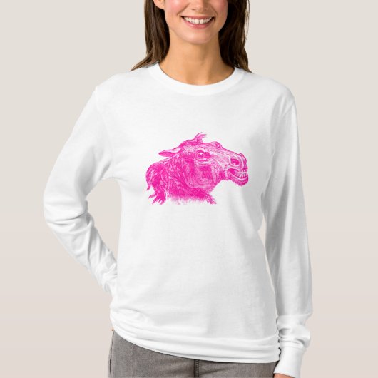 Expressieve Gekke Paardenkop Grafische Kunst T-shirt (Voorkant)