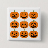 Expressieve gelukkige Jack-O'-Lanterns Vierkante Button 5,1 Cm (Voorkant)