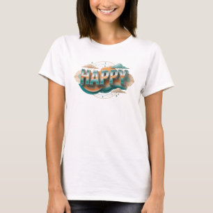 Expressieve HAPPY-modenprint T-shirt